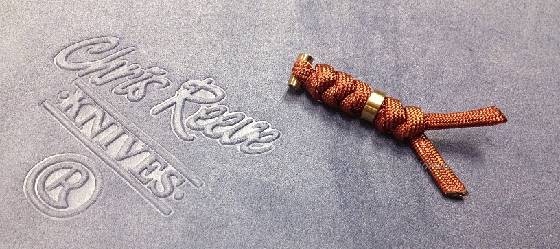 Chris Reeve Sebenza Small Lanyard, Rust, Gold Bead - Click Image to Close